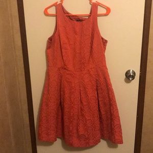 Coral Floral Embroidered Dress